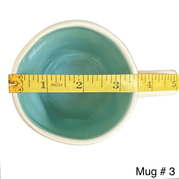 Rae Dunn TEA Mug White Teal Interior Black Large Letter Dimples NWT 2017 OG - Picture 11 of 13